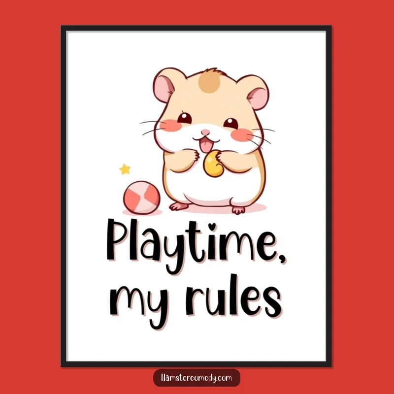 Funny Kawaii Hamster Poster: Playful Toy Art, Adorable & Humorous Wall Decor