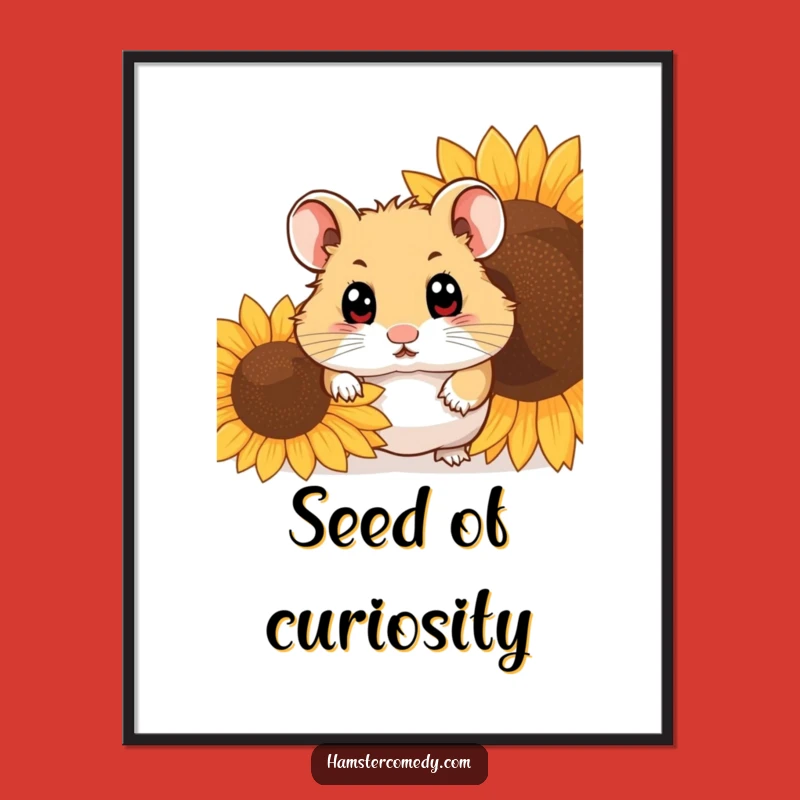 Funny Hamster Poster: Peekaboo Art, Shy Hamster Funny Gift Print