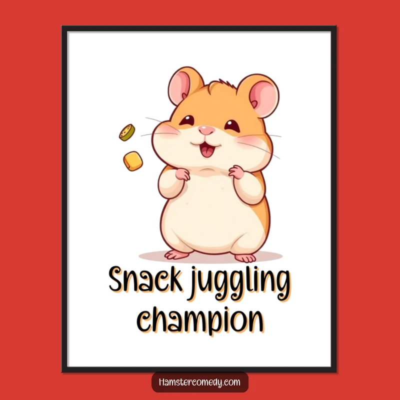 Funny Kawaii Hamster Juggling Poster: Skillful Art Gift