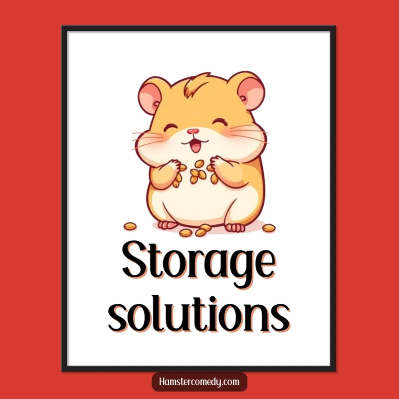 Funny Kawaii Hamster Poster: Cheeky Seed Art, a Whimsical Funny Gift