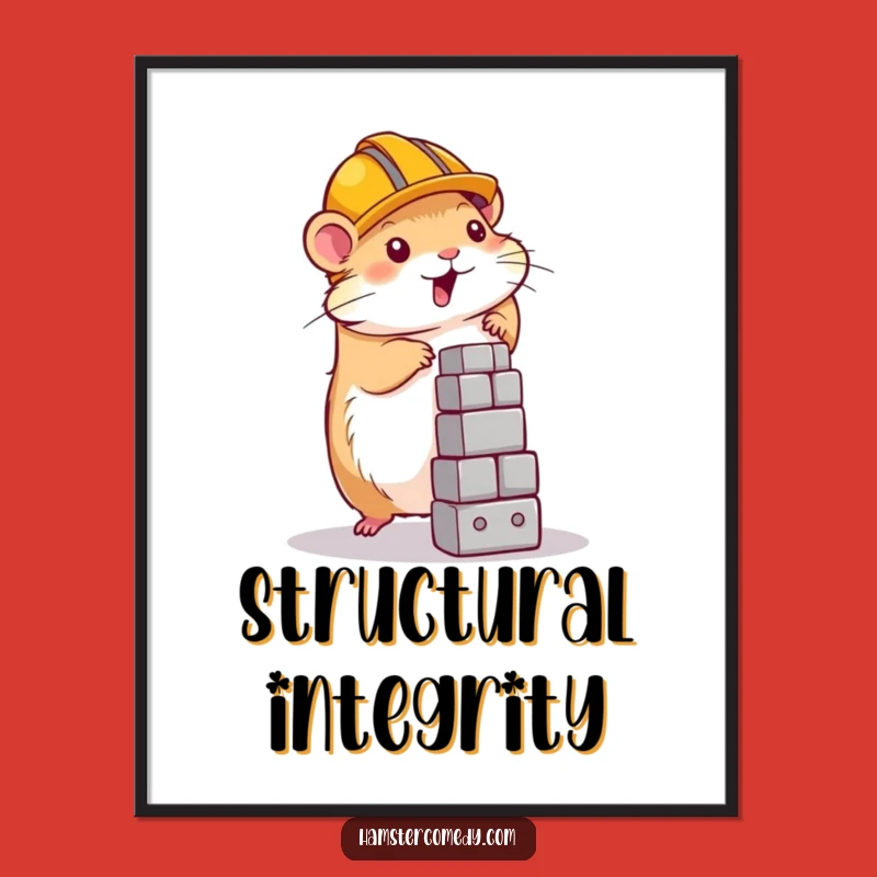 Funny Hamster Poster: Tiny Builder Art Print, Hilarious Construction Hamster Gift