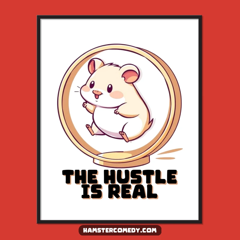 Funny Kawaii Hamster Poster: Energetic Wheel Art, a Whimsical Funny Gift