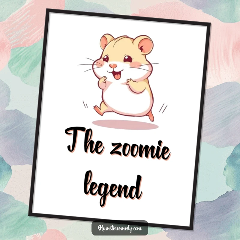 Funny Poster: A hamster performs a silly, speedy dash with a distinct playful twitch, a humorous depiction of pure motion.