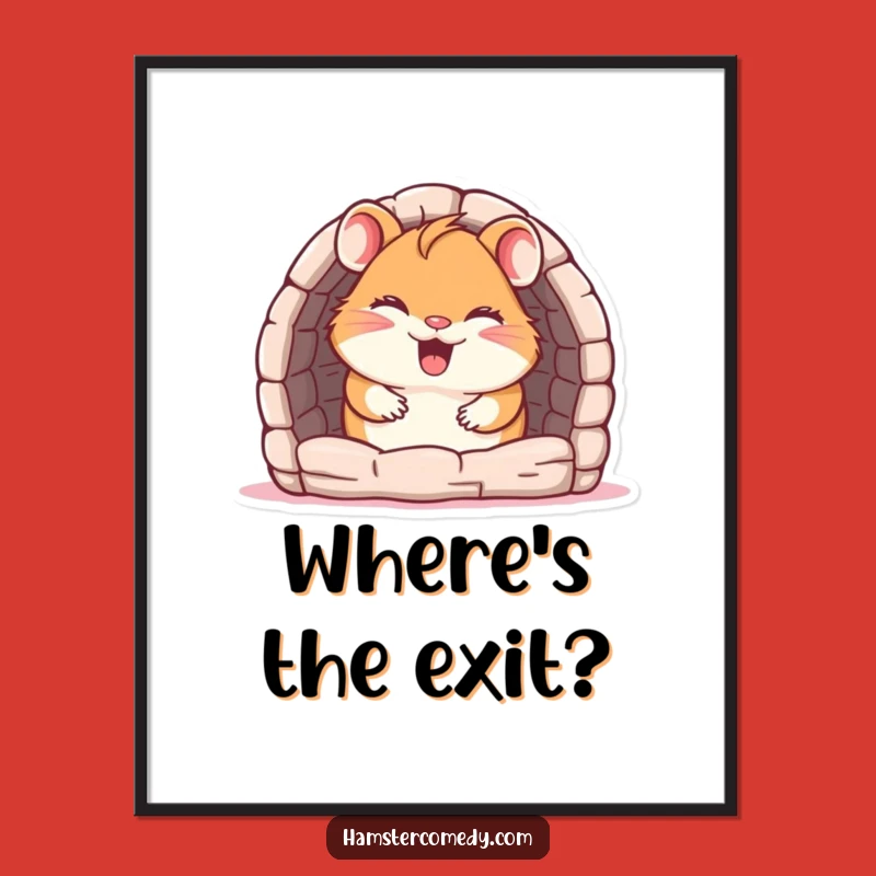 Funny Hamster Maze Poster: Giggling Rodent Wall Art Gift