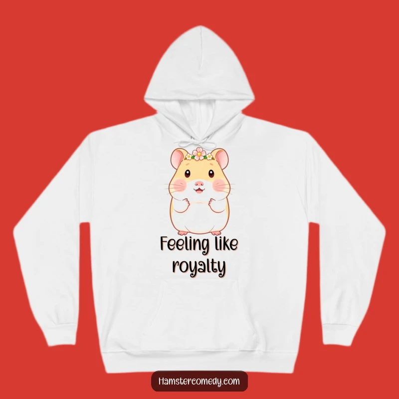 Funny Kawaii Hamster Flower Crown Hoodie - Cozy Royal Amigurumi Sweatshirt Gift