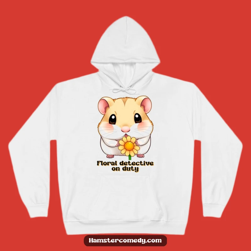 Funny Wide-Eyed Hamster Flower Hoodie - Cozy & Curious Comfort