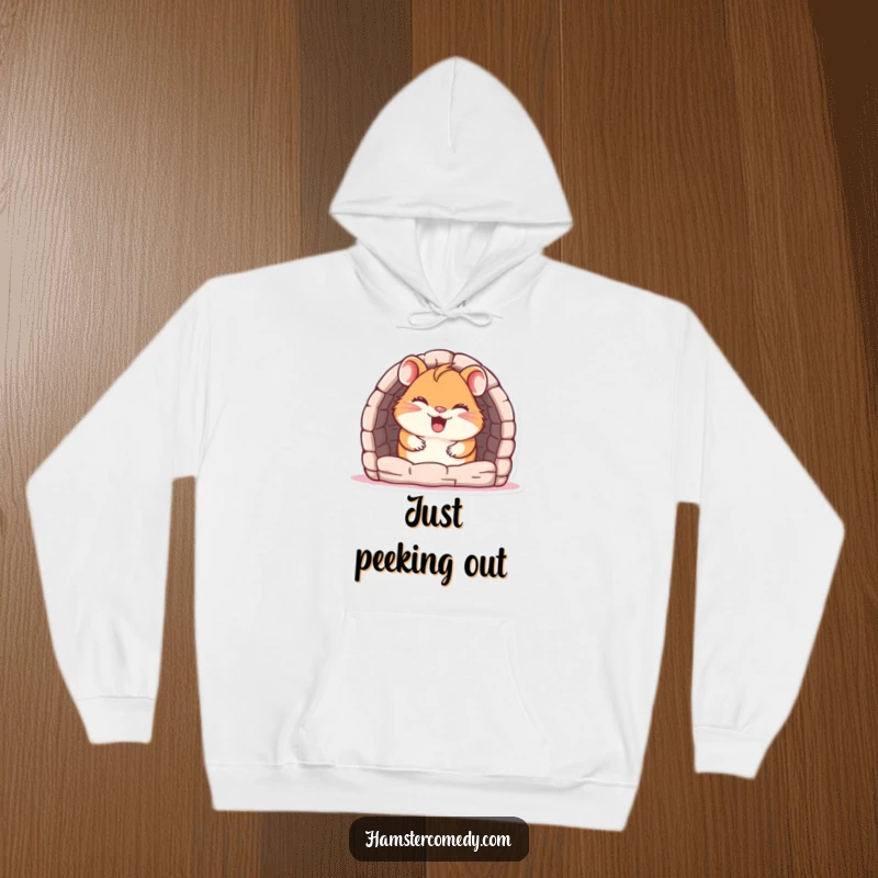 Funny Hoodie: A giggling hamster peeks from a maze entrance, radiating playful mischief and cozy comfort.