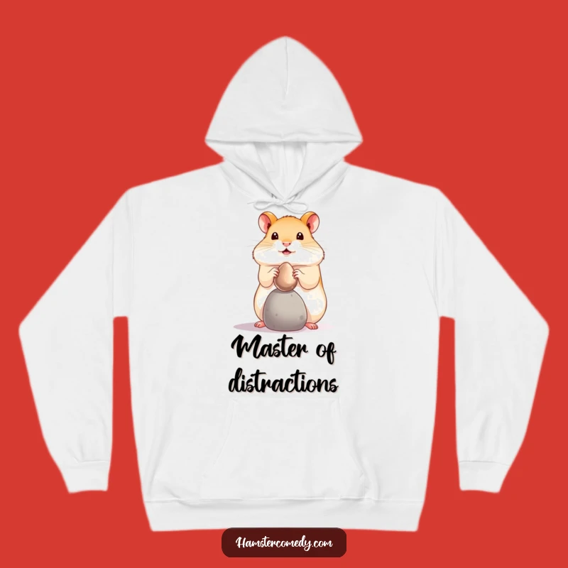 Cozy Funny Hamster Pebble Balance Hoodie: Warmth and Whimsical Talent