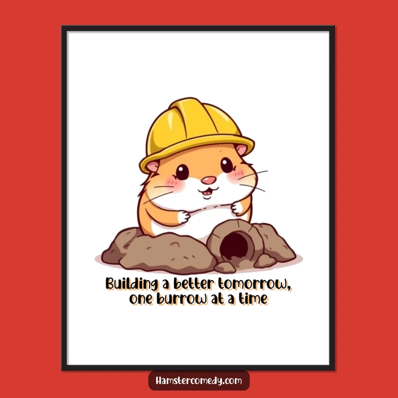 Funny Free Printable Wall Art: Hamster Builder Digging Art, Downloadable Laughs!