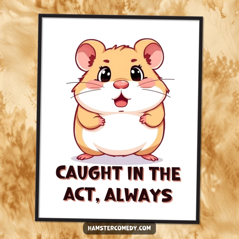 Funny Free Printable Wall Art of a hamster with a comically surprised expression, captured mid-scurry, excellent downloadable art.