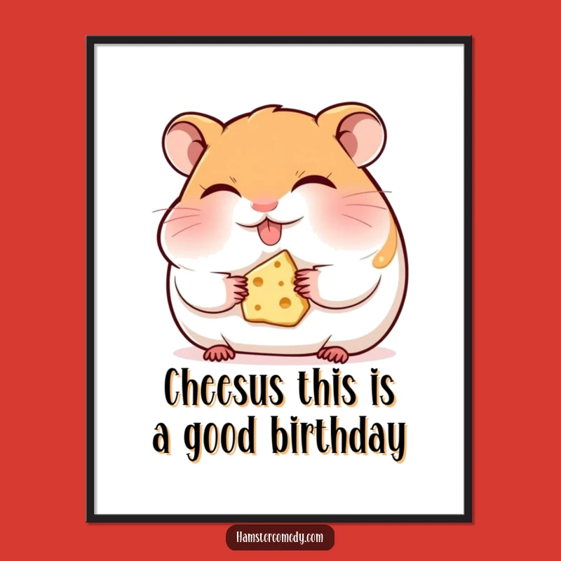 Funny Free Printable Wall Art: Hamster Eating Cheese, Cute Pet Downloadable Art