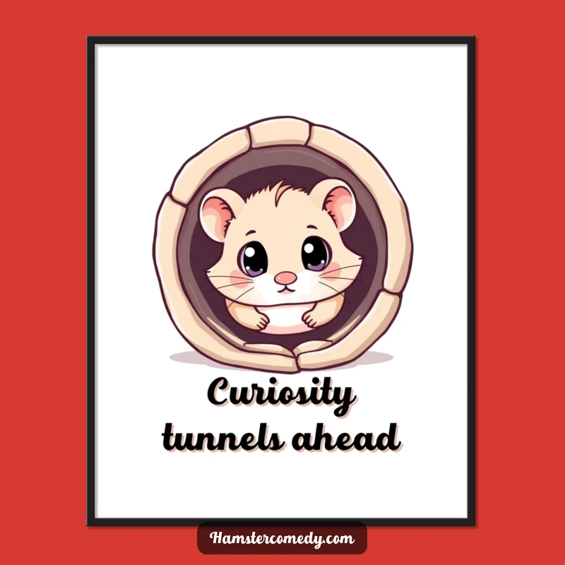Free Printable Wall Art: Curious Hamster Tunnel View, Downloadable Humorous Decor