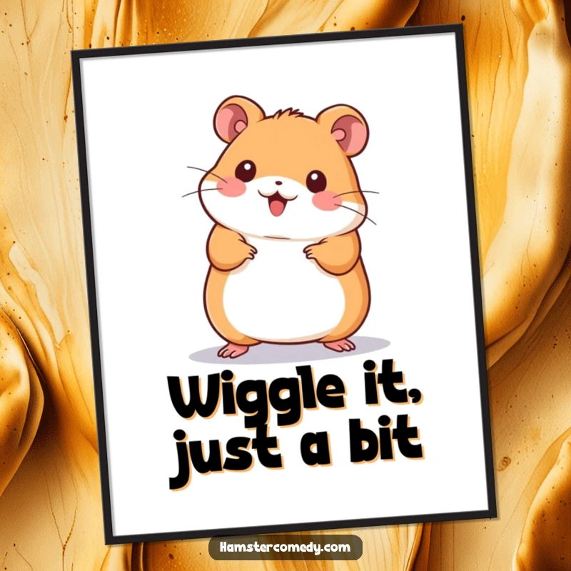 Funny Free Printable Wall Art: A kawaii hamster enthusiastically performs a silly, energetic wiggle dance.
