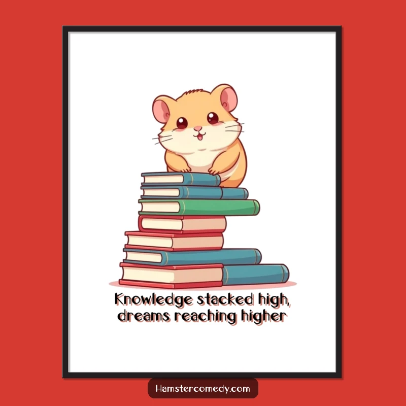 Funny Free Printable Wall Art: Hamster Bookworm Climbing Art, Downloadable Decor!