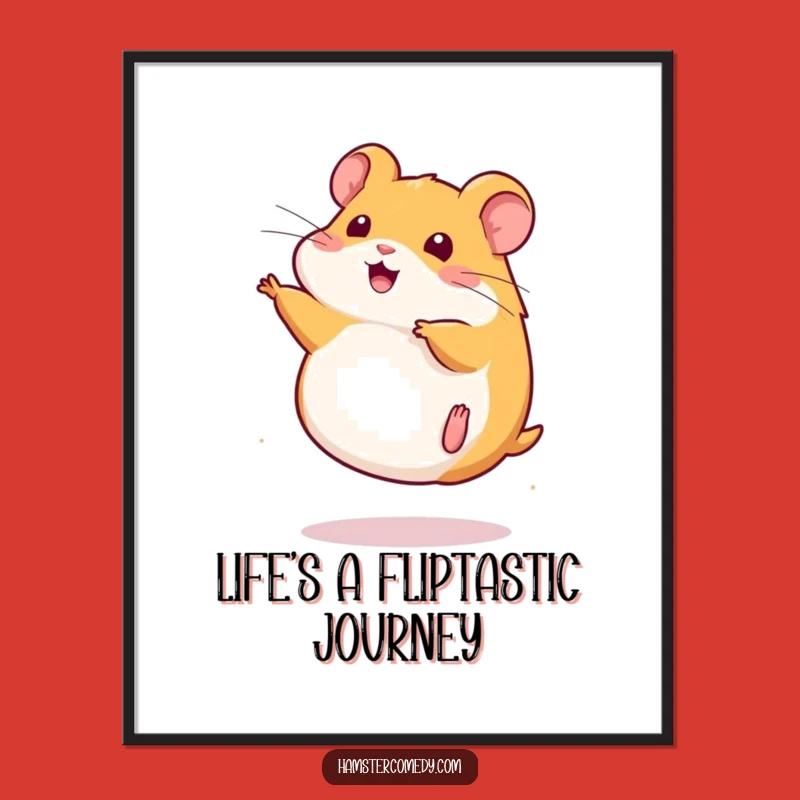 Free Printable Wall Art: Somersaulting Kawaii Hamster, Funny Downloadable Decor