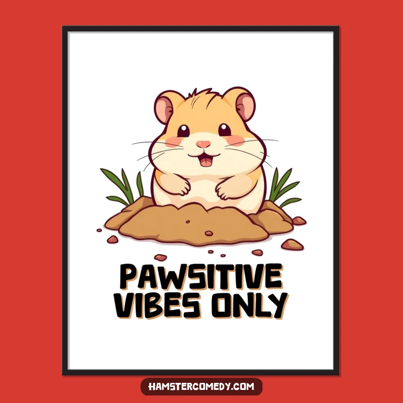 Funny Free Printable Hamster Wall Art: Determined Digging Hamster Downloadable Decor