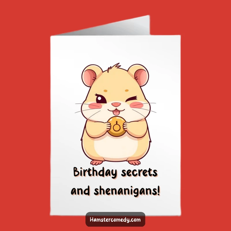 Free Printable Birthday Card: Mischievous Hamster Wink, Funny Downloadable Surprise