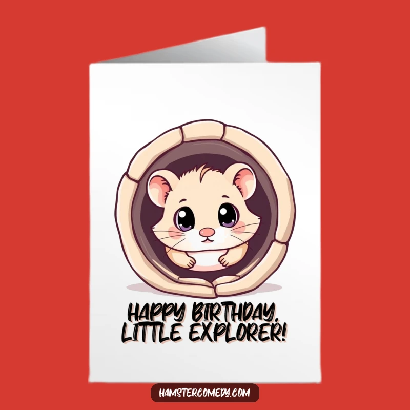 Free Printable Birthday Card: Curious Hamster Tunnel Surprise, Downloadable DIY Gift