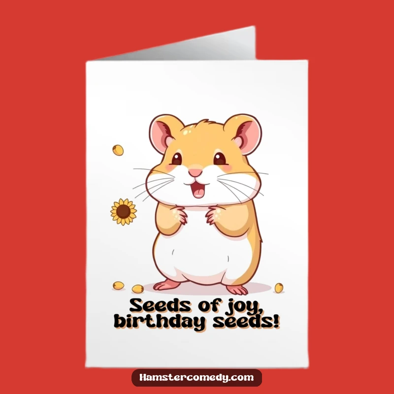 Free Printable Birthday Card Funny Hamster Juggling Seeds Downloadable Gift Greeting