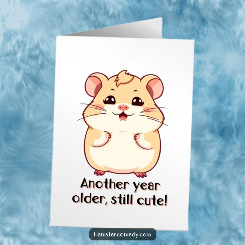 Funny Free Printable Birthday Card with a kawaii hamster making a silly face and wiggling its whiskers.