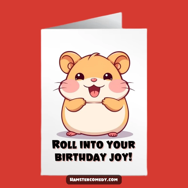 Free Printable Birthday Card: Happy Hamster Roll, Joyful & Funny Downloadable Greeting