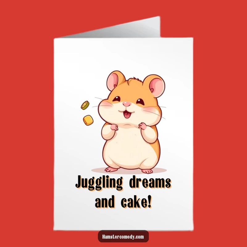 Free Printable Birthday Card: Juggling Kawaii Hamster, Funny Downloadable Gift