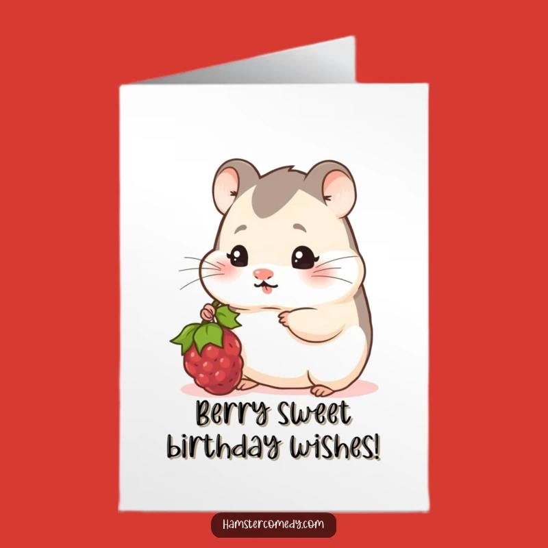 Free Printable Birthday Card: Shy Hamster Berry, Sweet Downloadable Gift!