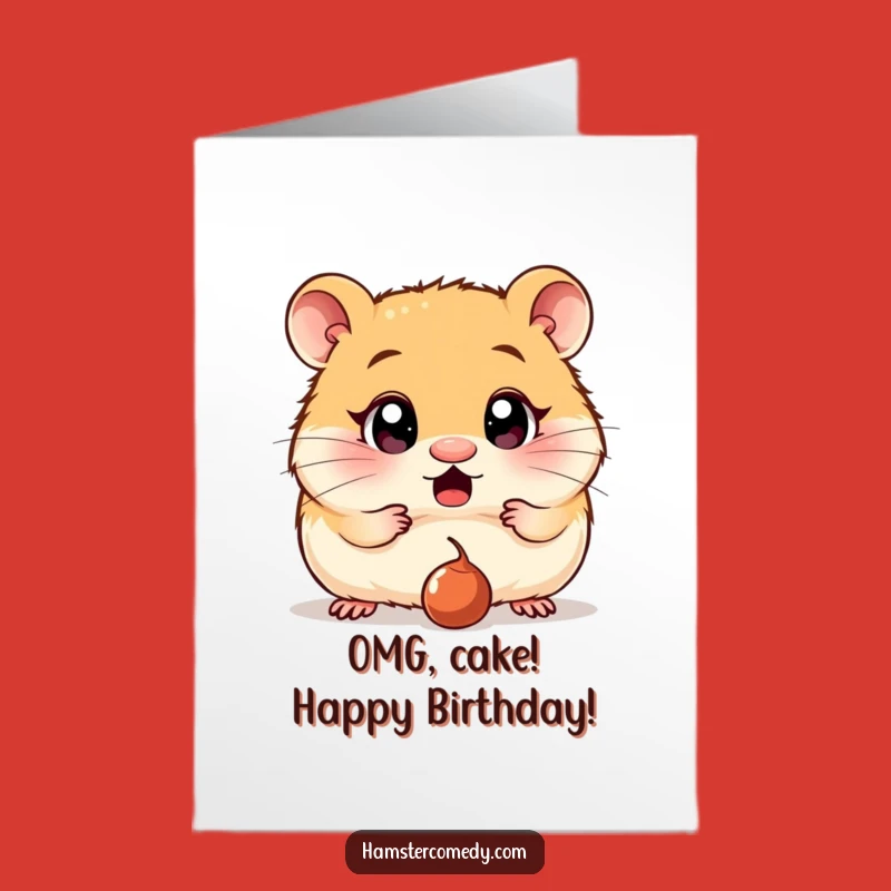 Free Printable Hamster Birthday Card: Surprised Hamster Dropping Raisin Gift