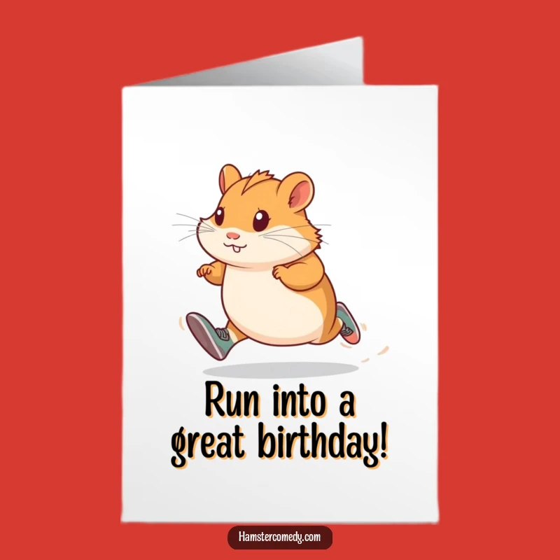 Free Printable Funny Hamster Birthday Card - Running Shoes Sprint Downloadable