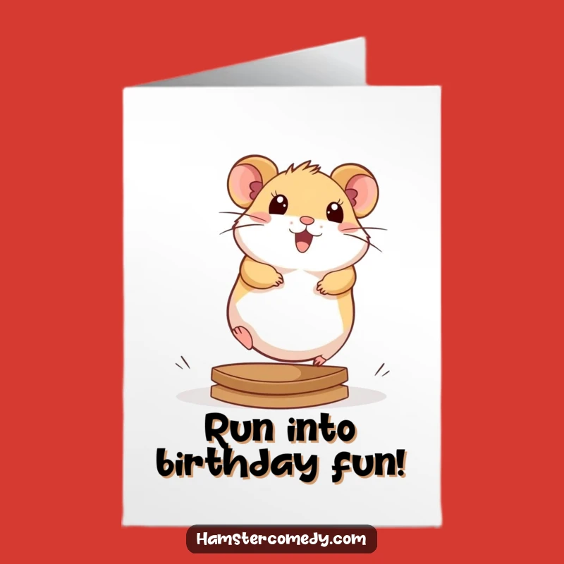 Free Printable Kawaii Hamster Wheel Card: Funny Downloadable Gift For Energetic Birthdays