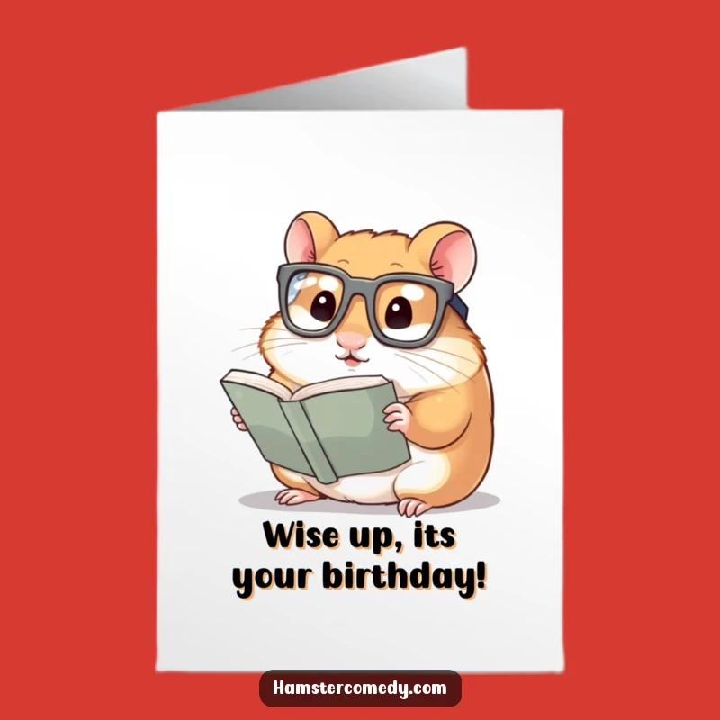 Free Printable Birthday Card: Studious Hamster, Funny Downloadable Gift