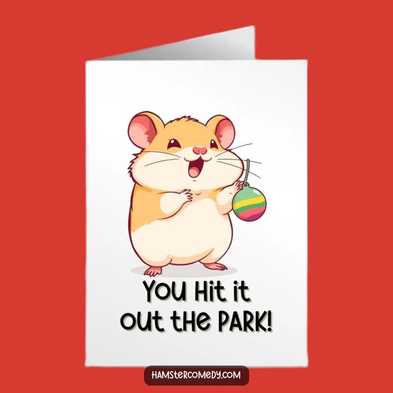Free Printable Congrats Card: Excited Hamster Toy Fun, Funny Downloadable for Wins