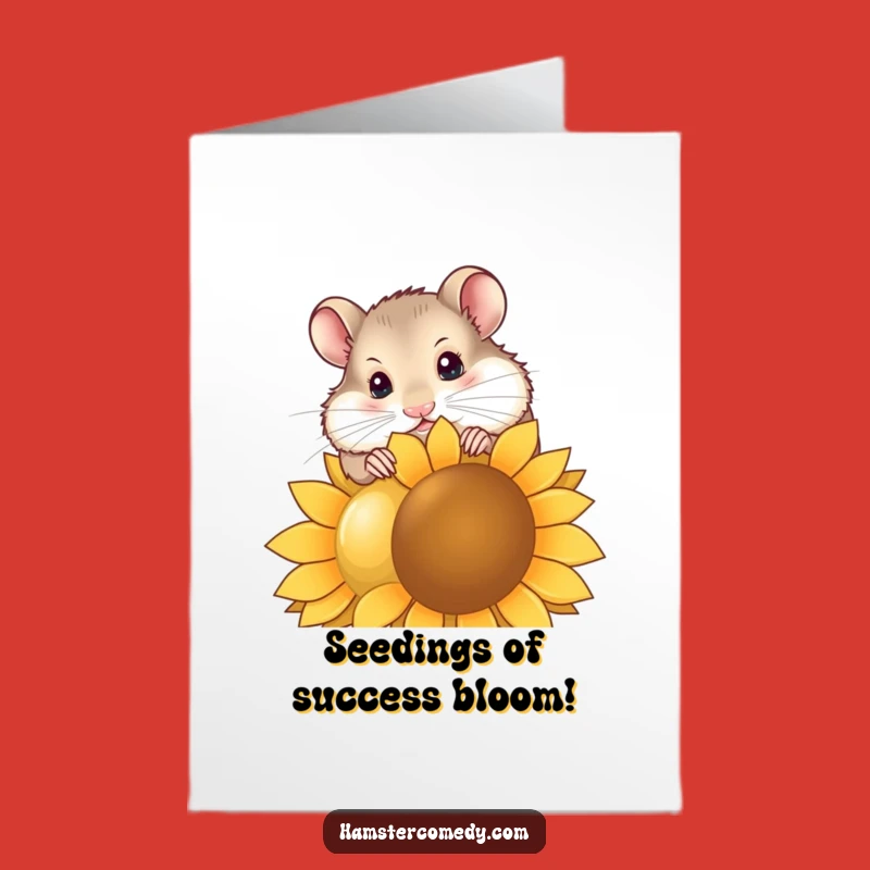 Free Printable Congrats Card: Joyful Hamster Eating Seed, Great DIY Gift