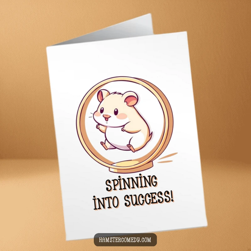 Funny Free Printable Congrats Card: Kawaii hamster powering around its wheel, symbolizing unstoppable progress and celebration.