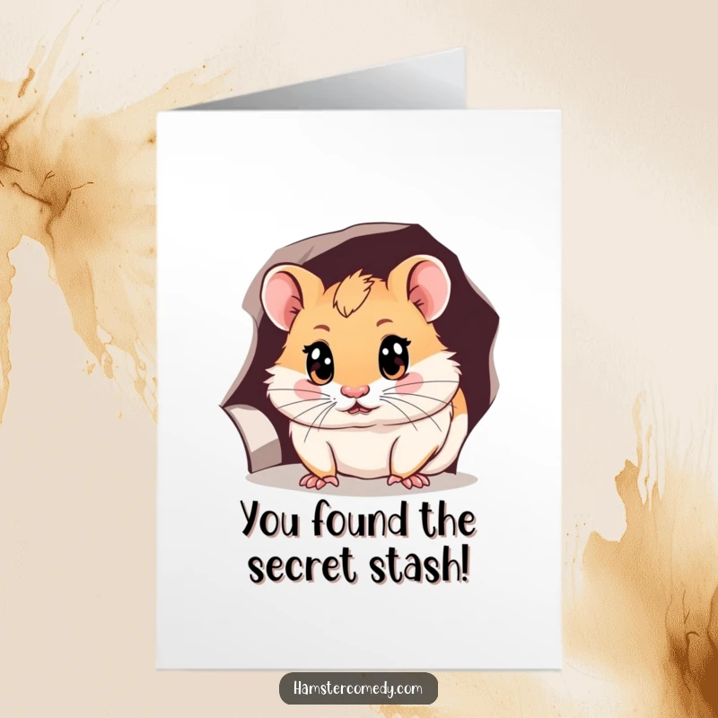 Funny Free Printable Congrats Card showcasing a curious hamster with wide eyes peering into a hole, a unique DIY gift.