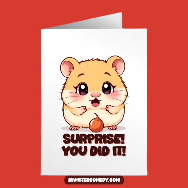 Free Printable Hamster Congrats Card: Surprised Hamster Dropping Raisin Gift