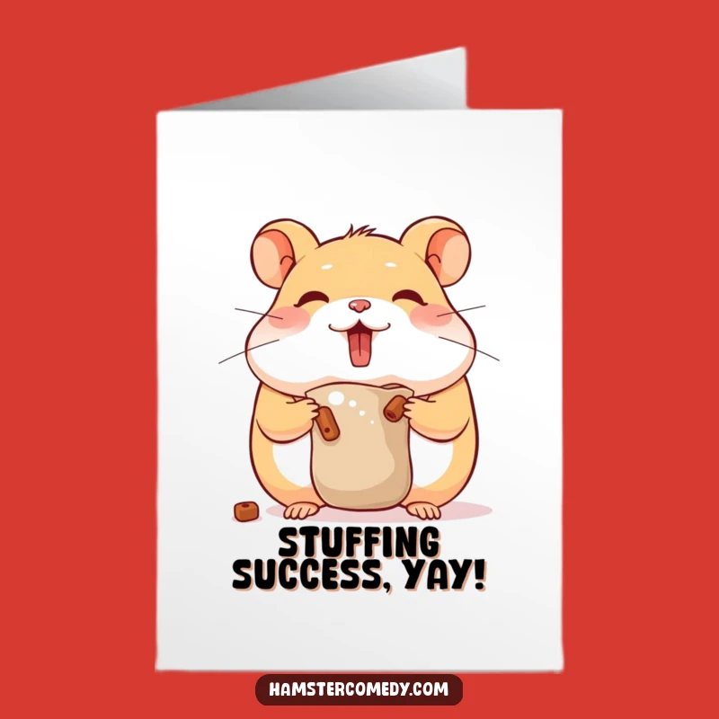 Free Printable Congratulations Card: Overstuffed Hamster, Humorous Animal, Downloadable Joy