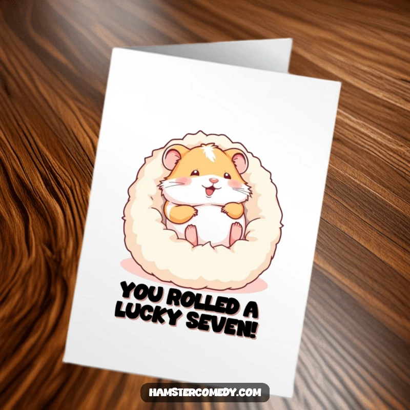 Funny Free Printable Congrats Card: Hamster celebrating in a fluffy bed, a symbol of happy achievements. Downloadable, print at home.