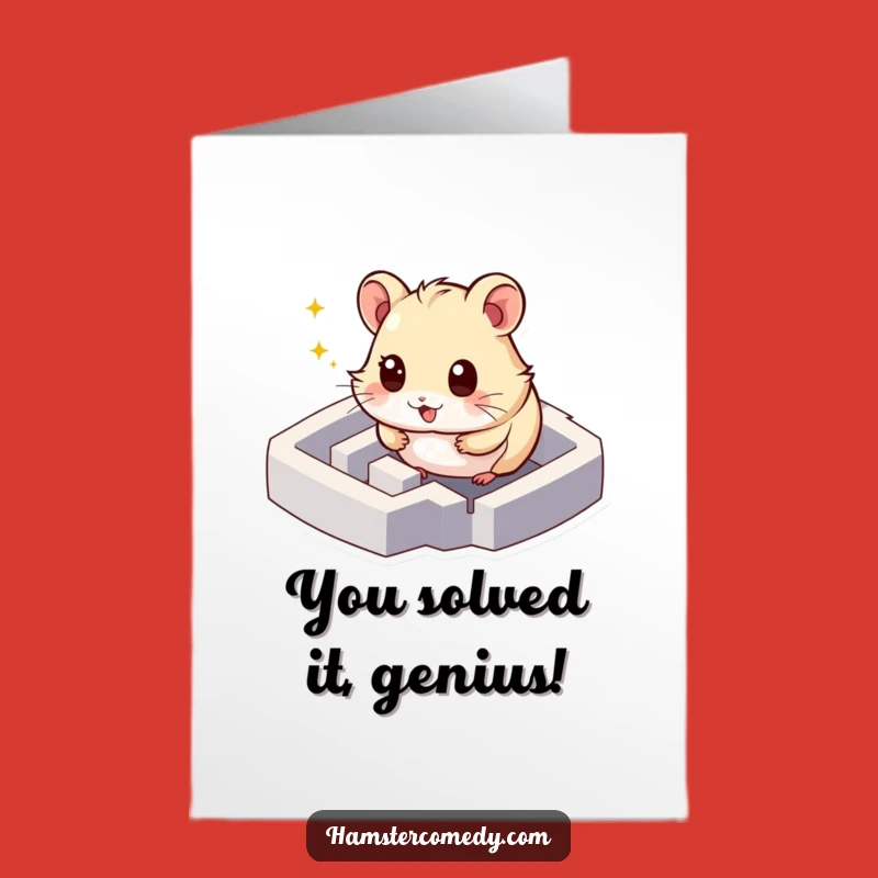 Free Printable Congratulations Card: Maze-Exploring Hamster, Humorous Animal, Downloadable Joy