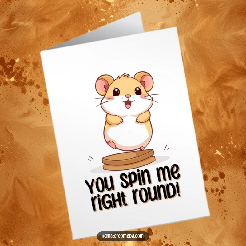 Funny Free Printable Congratulations Card: A determined kawaii hamster enthusiastically runs on its wheel.