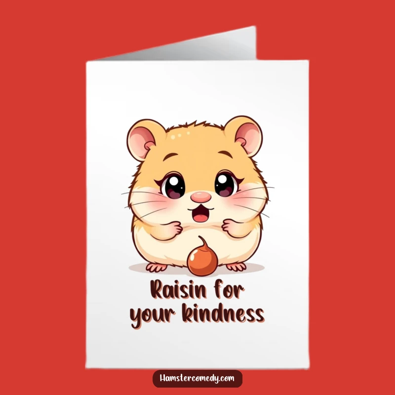 Free Printable Hamster Thank You Card: Surprised Hamster Dropping Raisin Gift