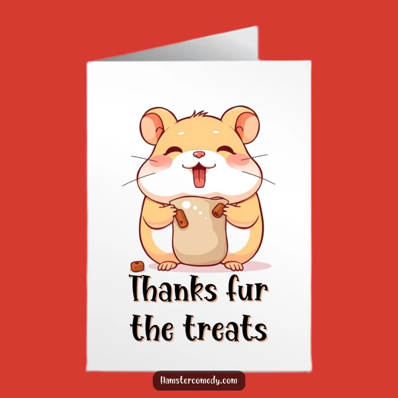 Free Printable Thank You Card: Chubby Hamster Stashing Food, Humorous, Downloadable Gratitude