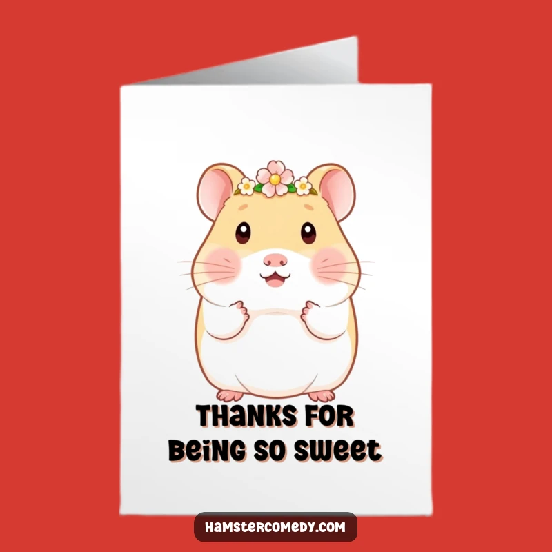Free Printable Thank You Card: Floral Kawaii Hamster Crown Funny Downloadable Gift