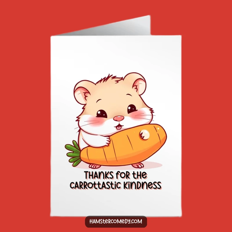 Free Printable Thank You Card: Grateful Hamster & Carrot for a Funny Downloadable Gift