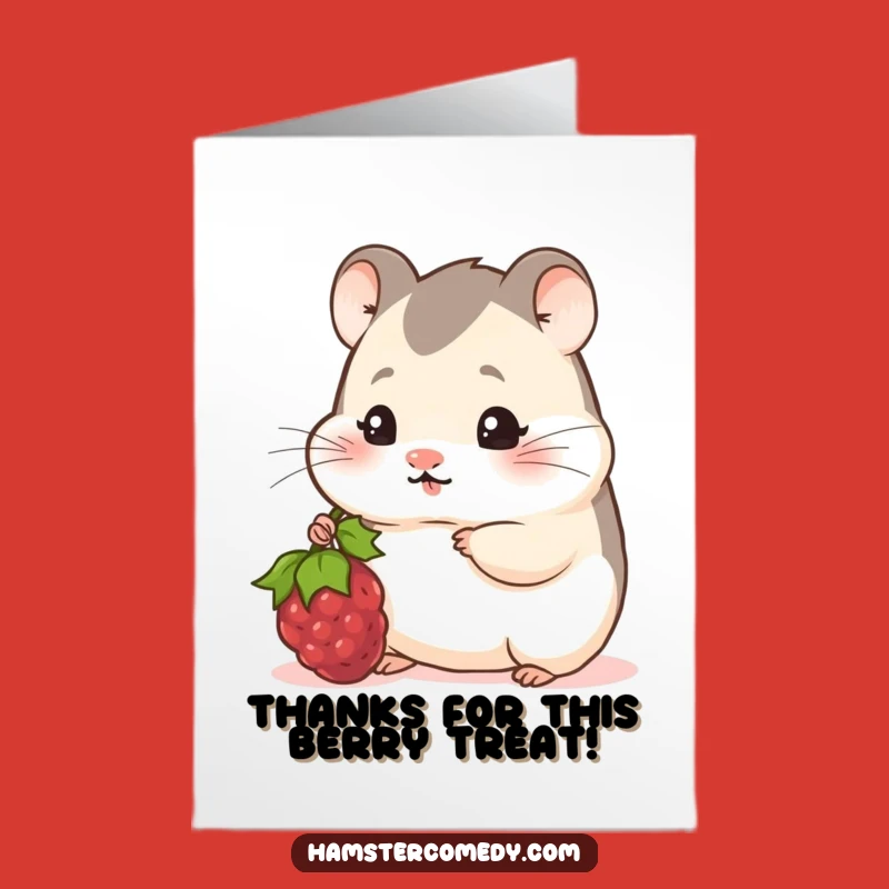 Free Printable Thank You Card: Shy Hamster Berry, Deliciously Thankful!