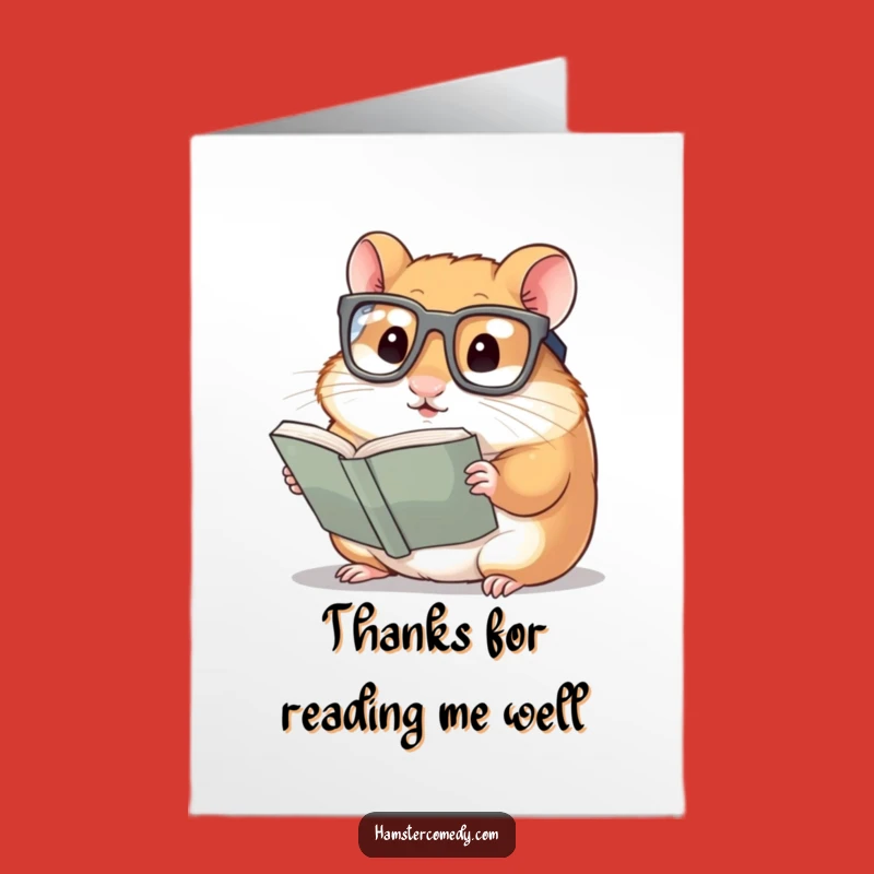 Free Printable Thank You Card: Studious Hamster, Grateful Downloadable Gift