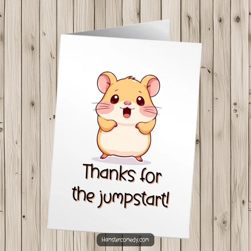 Funny Free Printable Thank You Card: Kawaii hamster stunned by your kindness, ideal for a unique DIY message.