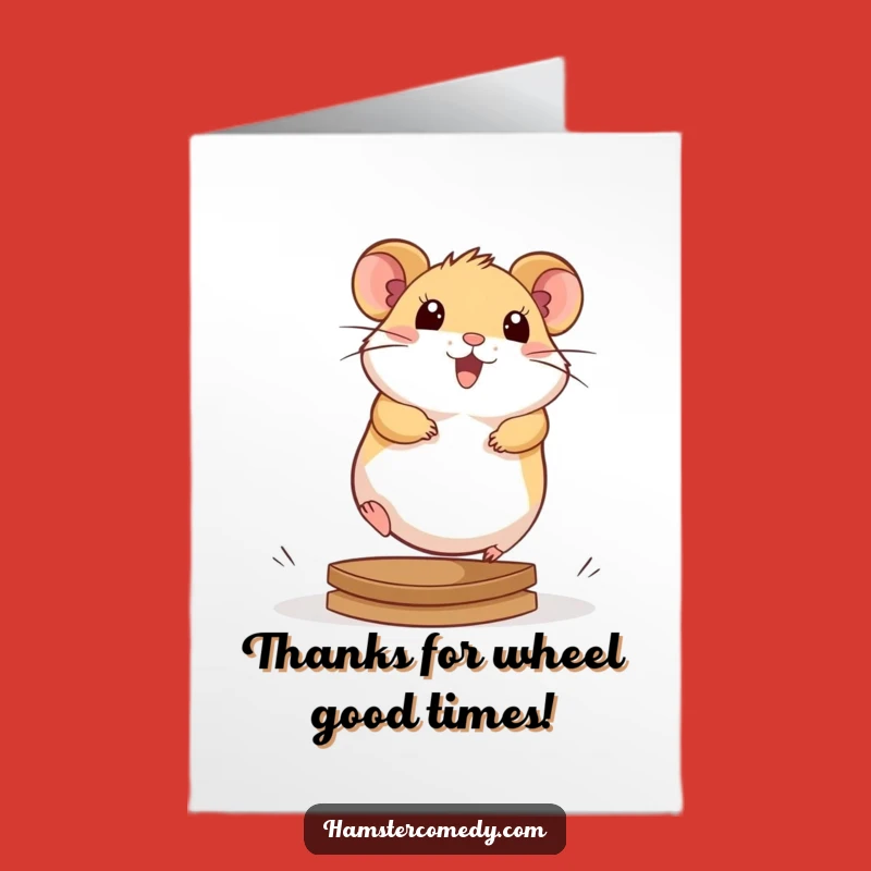 Free Printable Kawaii Hamster Wheel Thank You Card: Funny Downloadable Gift For Appreciation
