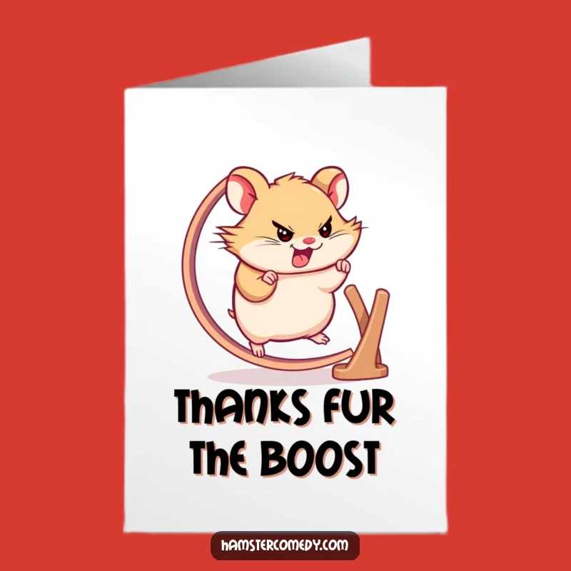 Free Printable Thank You Card: Speedy Hamster Running, Humorous Animal, Downloadable Gratitude