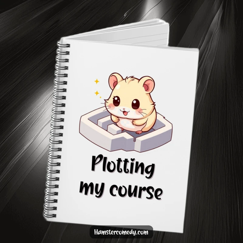Funny hamster maze notebook featuring a character exploring, perfect for journaling and planning, inspiring humor, useful gift.